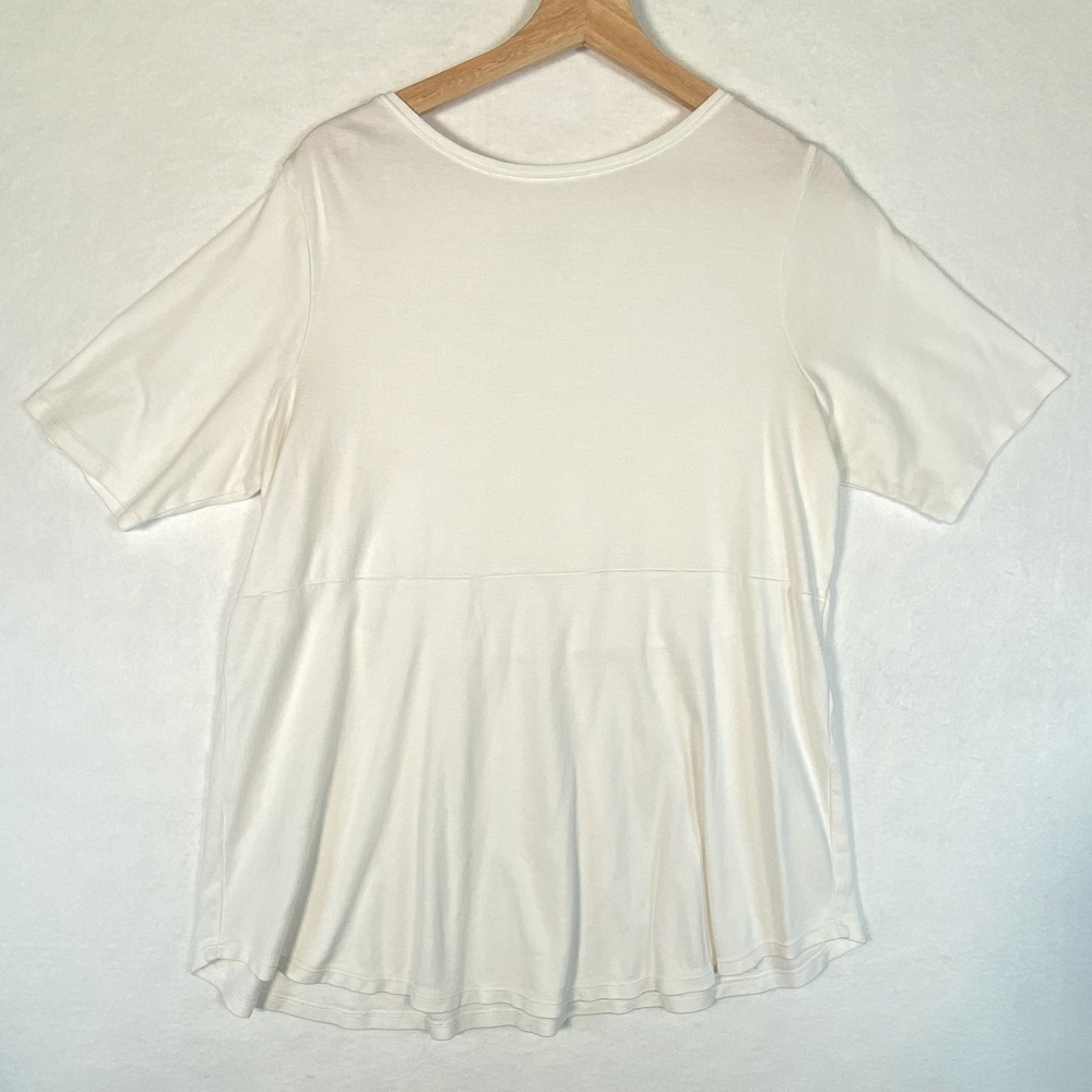 J.Jill Pima Shirttail Tee Womens 1X White Cotton Peplum Short Sleeve Casual